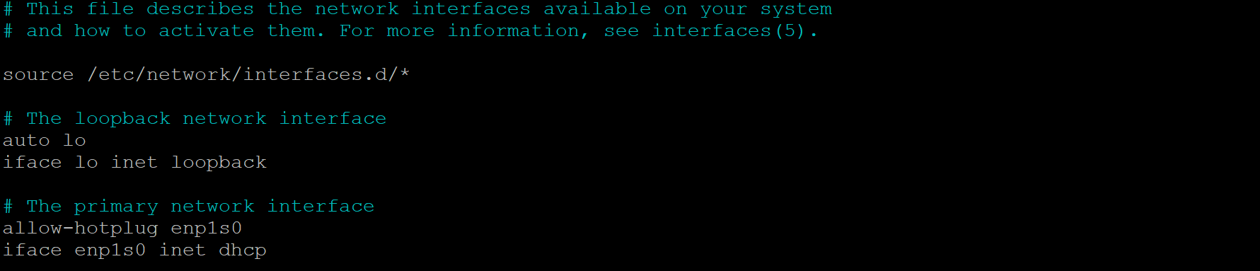 Default interfaces in Debian