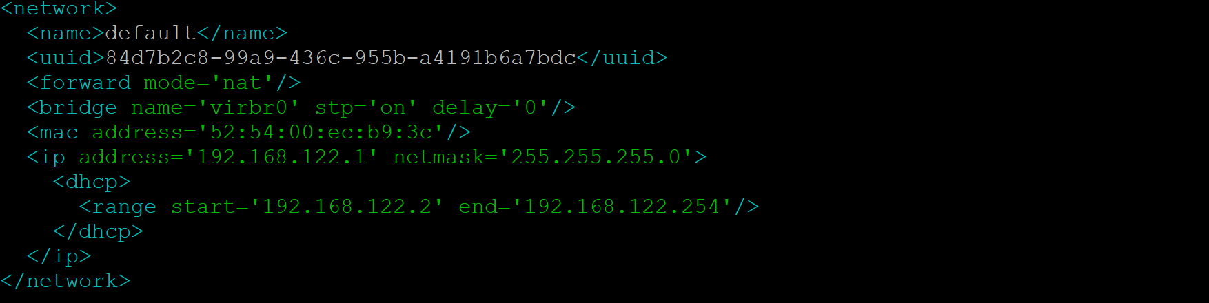 QEMU default network definition