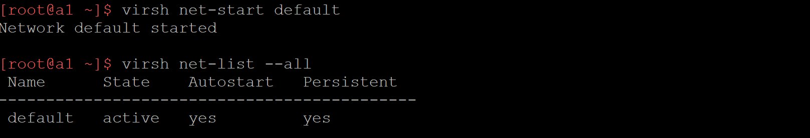 Start default network in QEMU